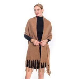 Soft Cozy Blanket Scarf Wrap Shawl Solid Tan Brown Large NWT